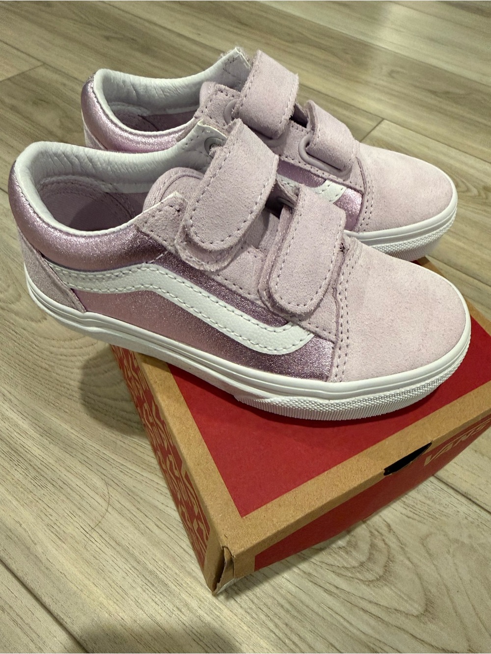 Kids Vans Purple Suede Velcro Sneakers